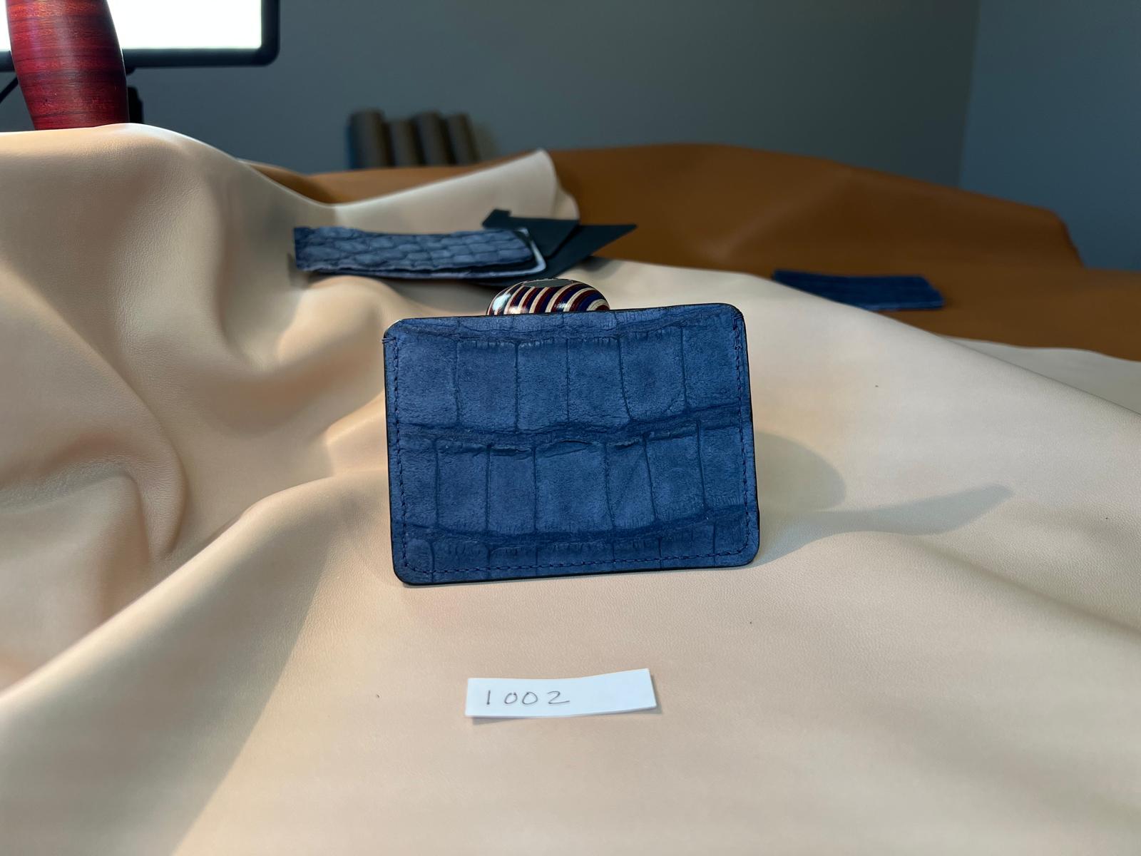 Tuxedo Wallet - Blue Suede Crocodile
