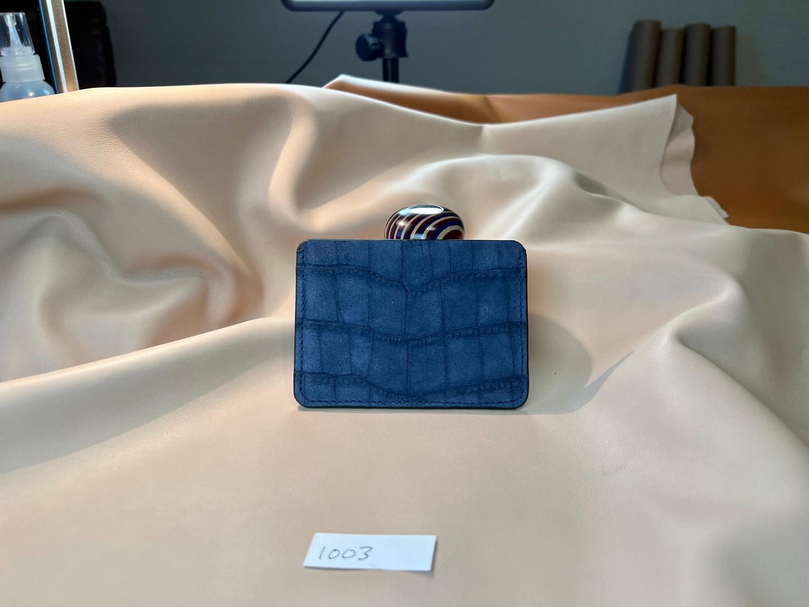 Tuxedo Wallet - Blue Suede Crocodile