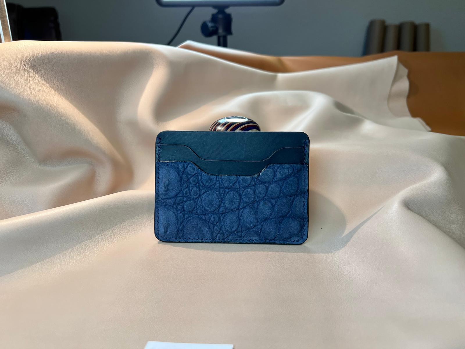 Tuxedo Wallet - Blue Suede Crocodile