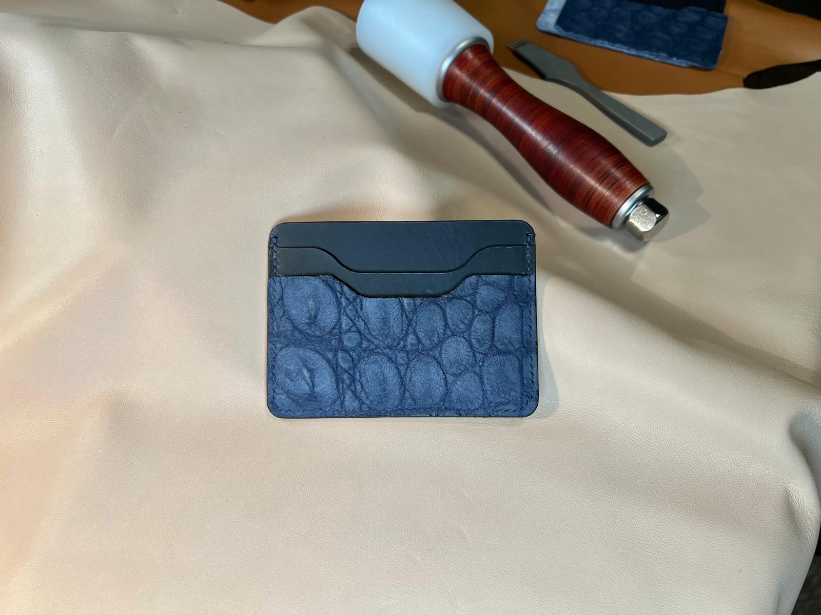Tuxedo Wallet - Blue Suede Crocodile