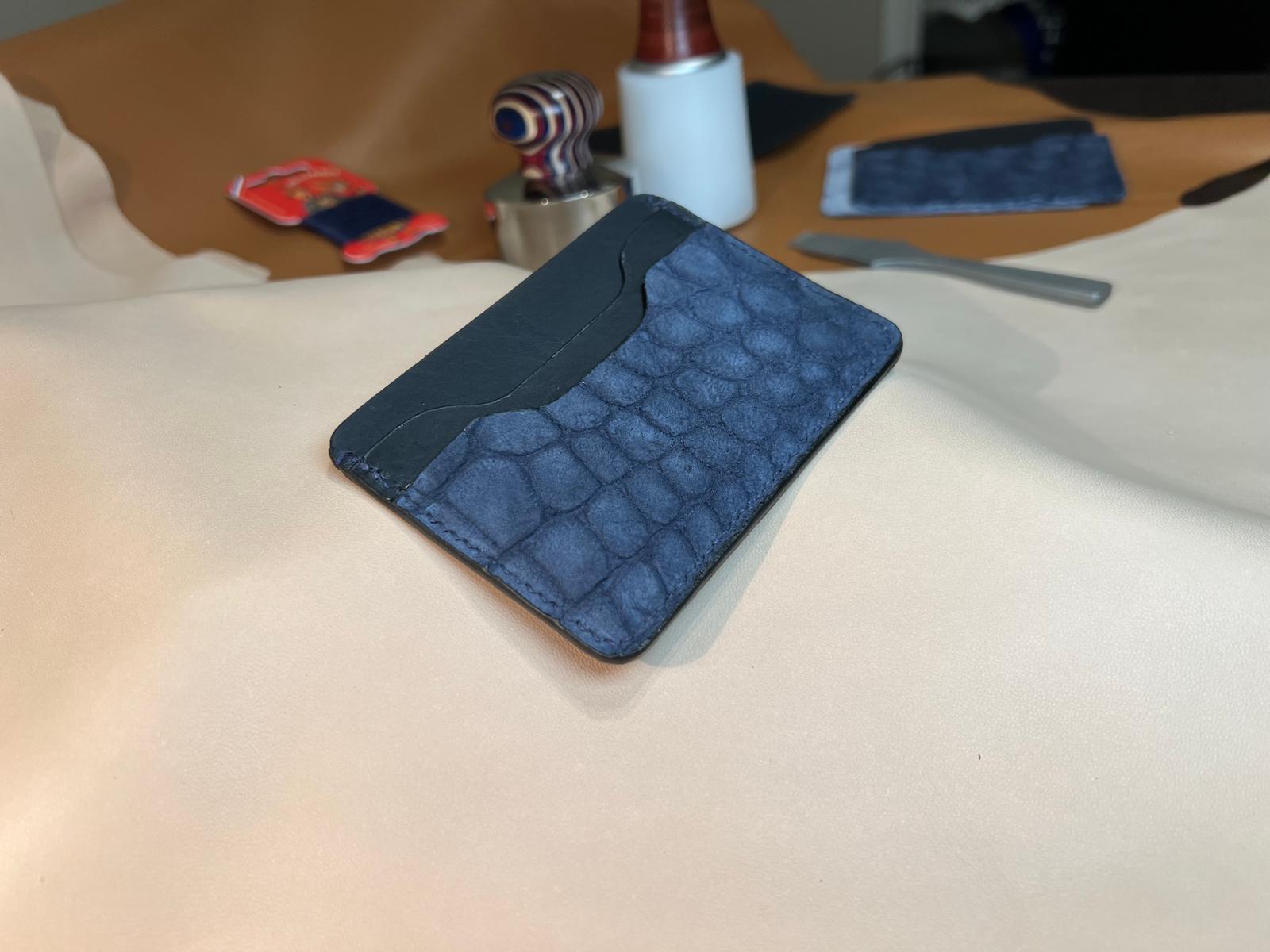 Tuxedo Wallet - Blue Suede Crocodile