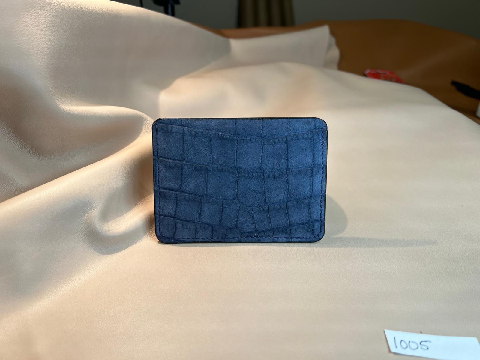 Tuxedo Wallet - Blue Suede Crocodile