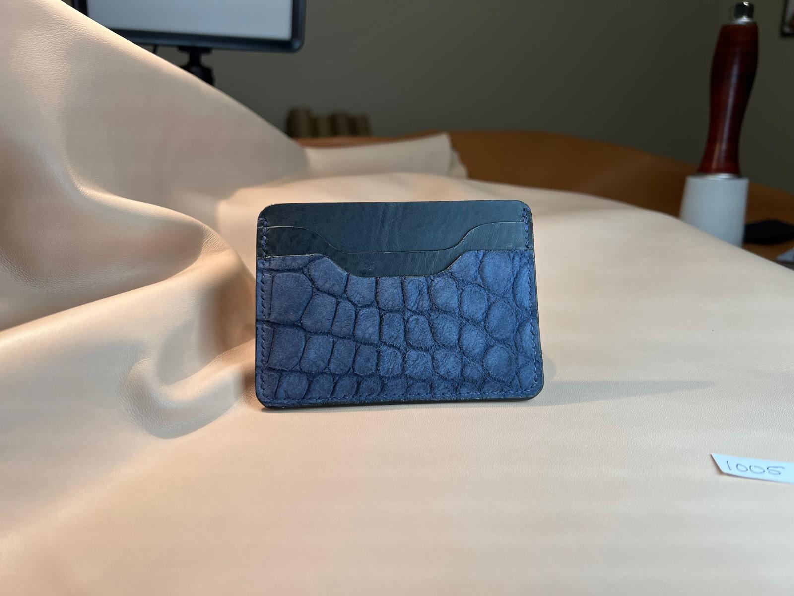 Tuxedo Wallet - Blue Suede Crocodile