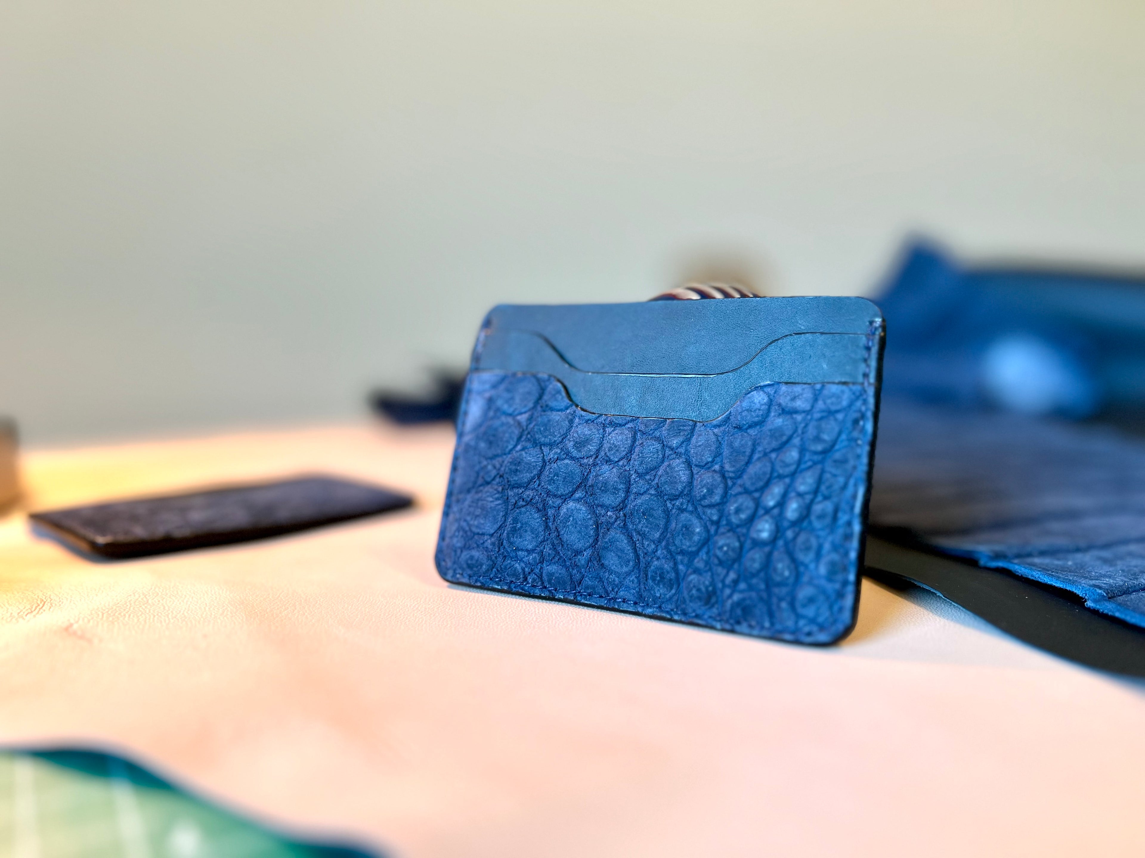 Tuxedo Wallet - Blue Suede Crocodile