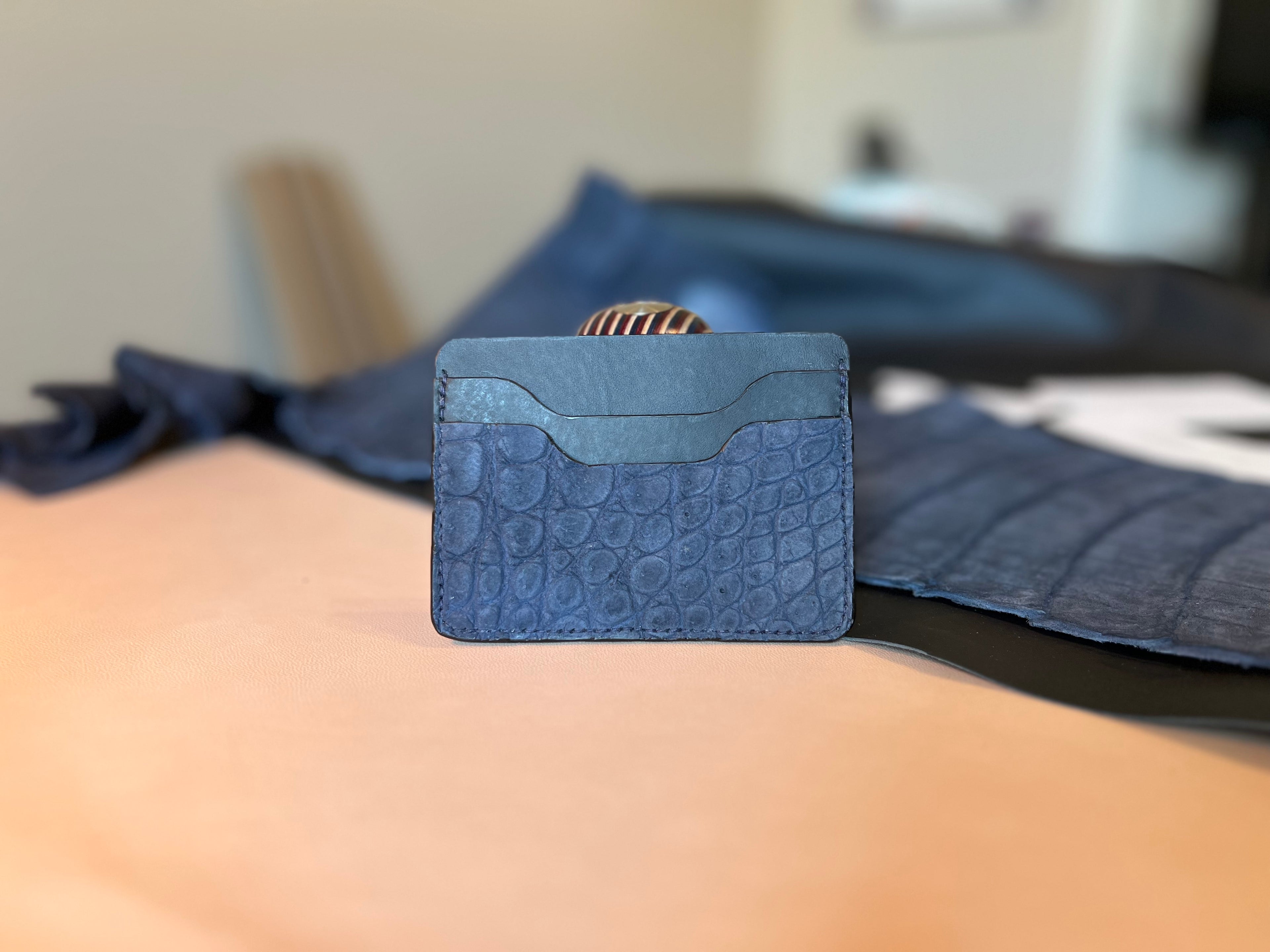 Tuxedo Wallet - Blue Suede Crocodile