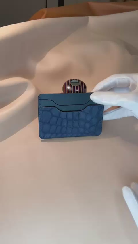 Tuxedo Wallet - Blue Suede Crocodile