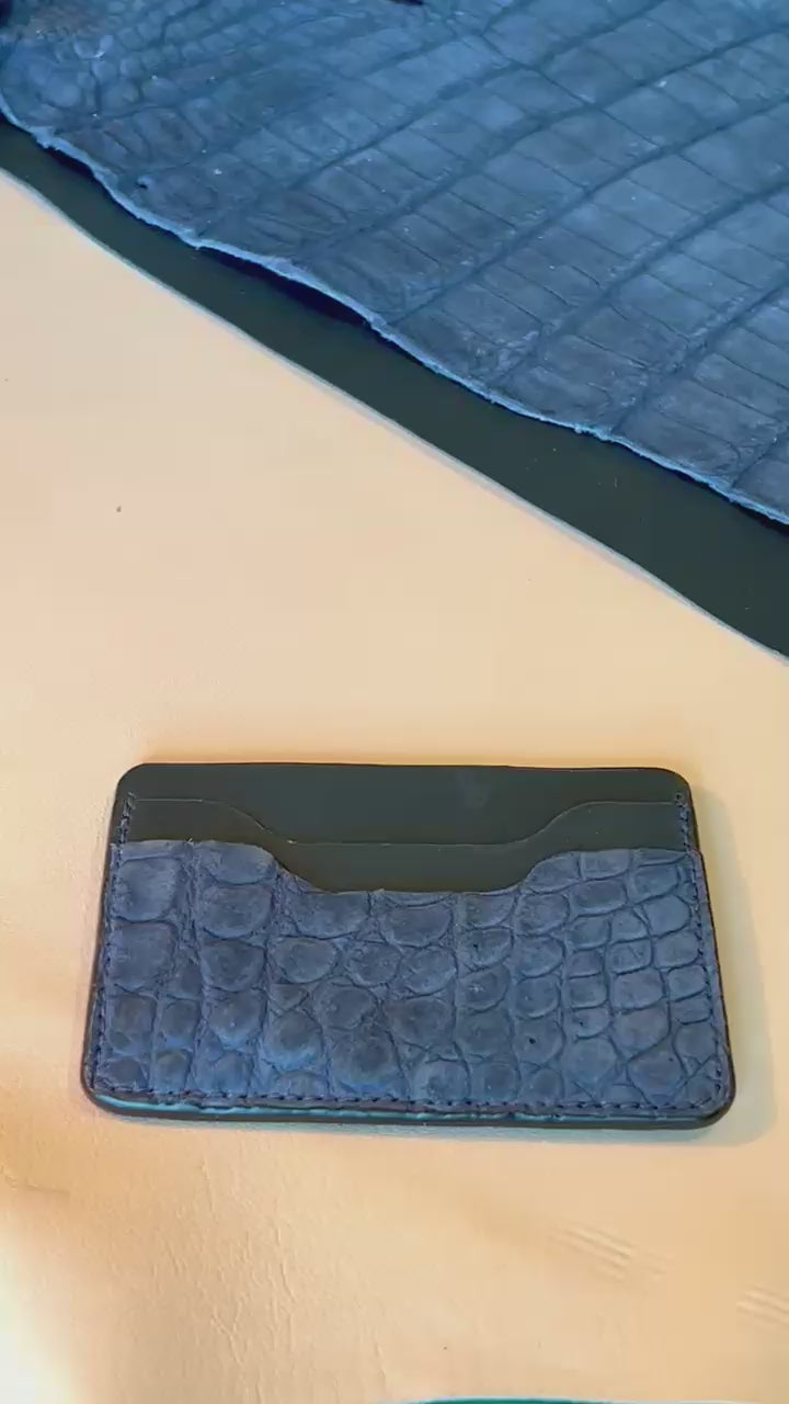 Tuxedo Wallet - Blue Suede Crocodile