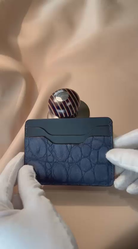 Tuxedo Wallet - Blue Suede Crocodile