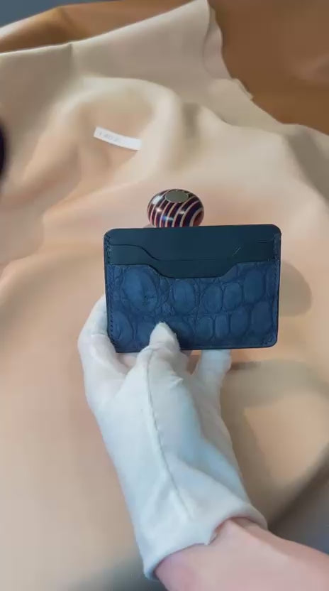 Tuxedo Wallet - Blue Suede Crocodile