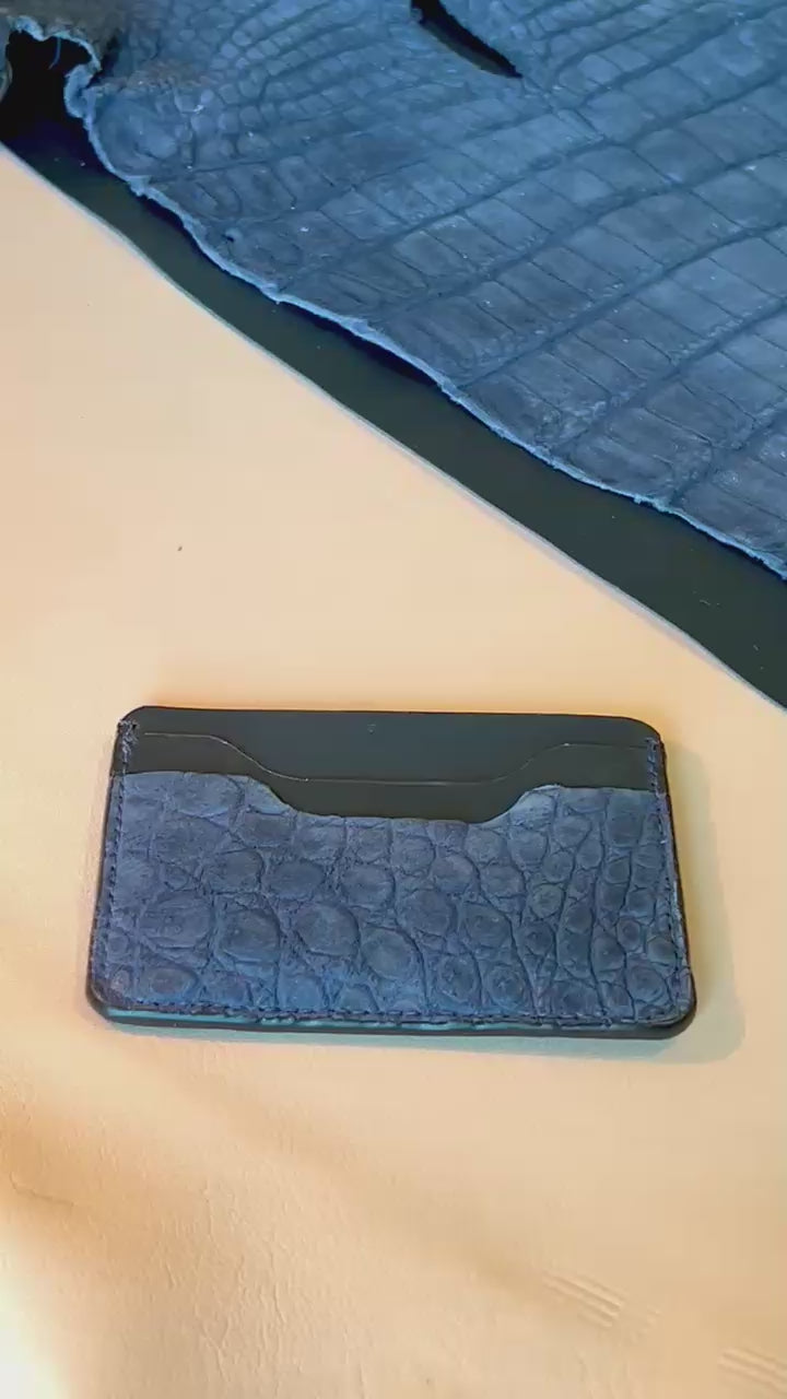 Tuxedo Wallet - Blue Suede Crocodile