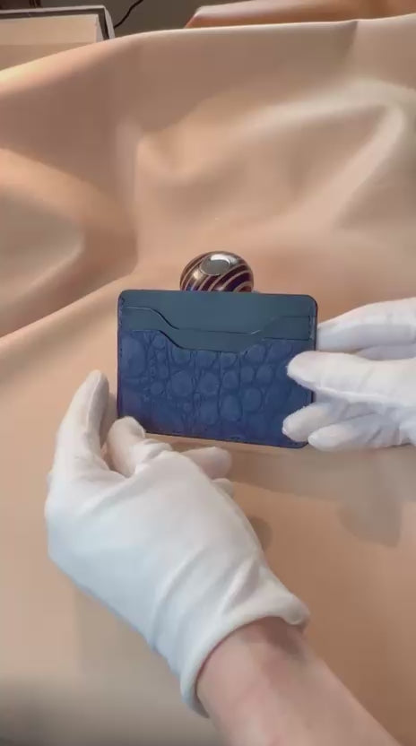 Tuxedo Wallet - Blue Suede Crocodile